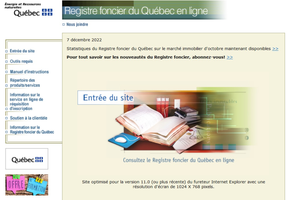 Formation en ligne F-2025 <br> <b> Le registre foncier du Québec